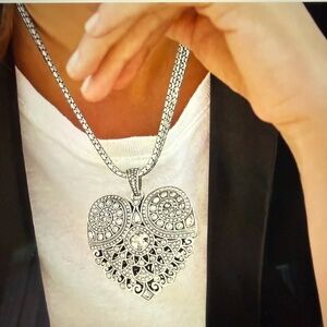 Brighton Mumtaz Large Crystal Heart Long Convertible Necklace NWOT